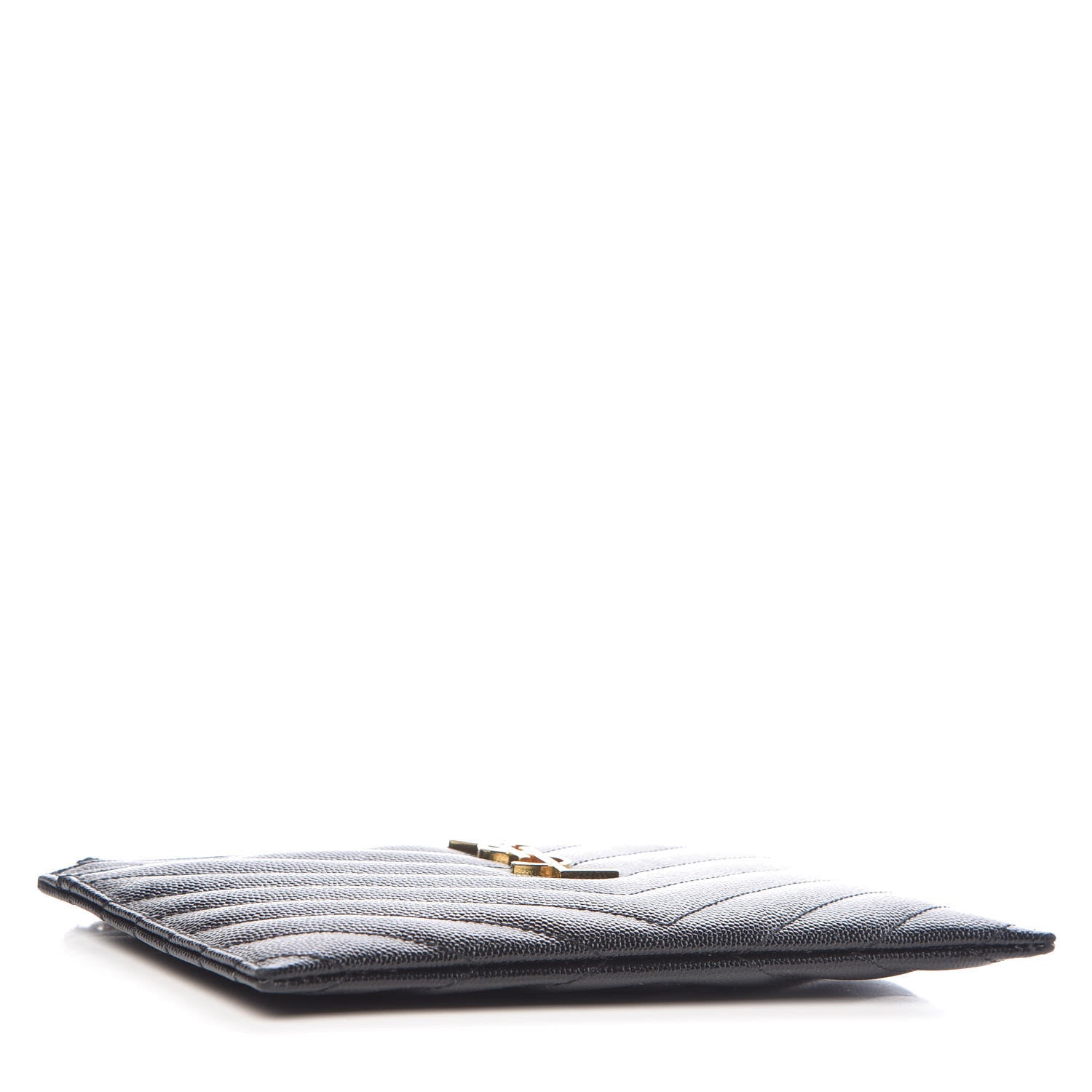 Saint Laurent Grain De Poudre Chevron Monogram Bill Pouch Black 4 of 7