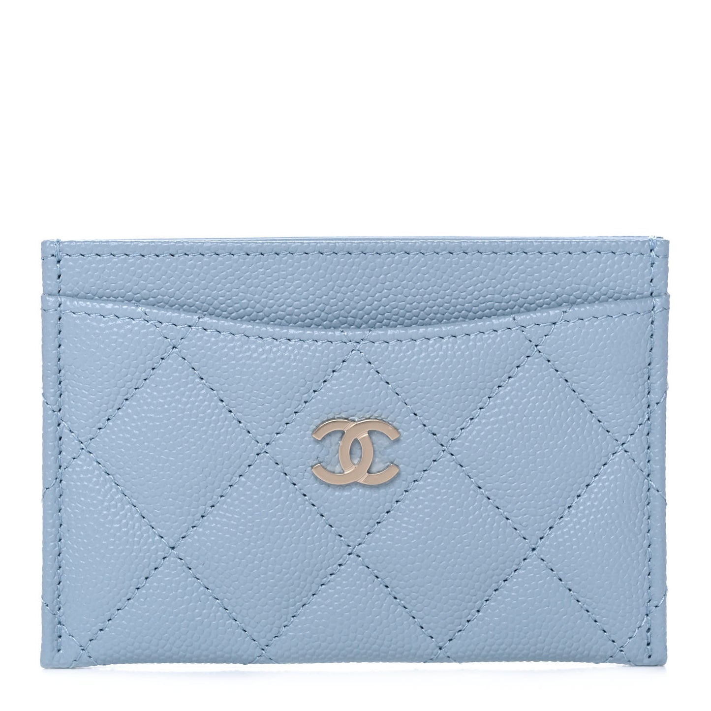Caviar Quilted Card Holder Light Blue