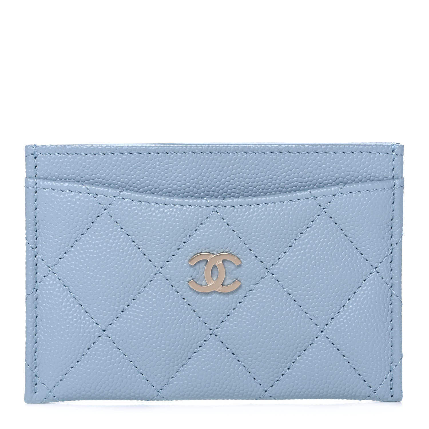 Chanel Caviar Quilted Card Holder Light Blue 1 of 10