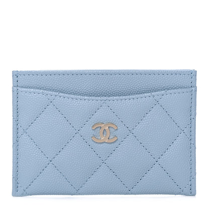 Chanel Caviar Quilted Card Holder Light Blue 1 of 10