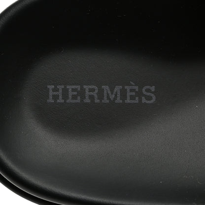 Hermes Glazed Nappa Shearling Shearling Go Mules 37 Black Ecru 6 of 10