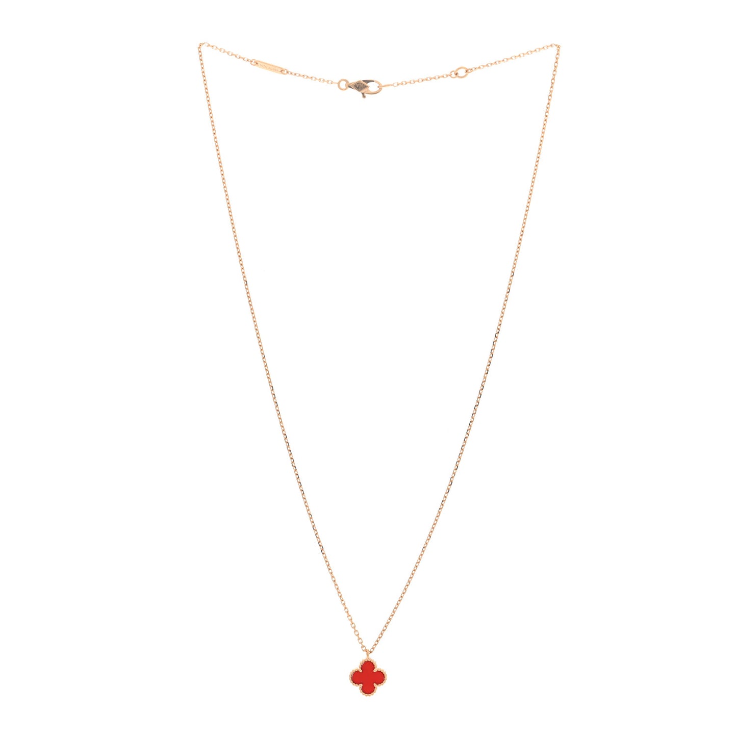 18K Rose Gold Carnelian Sweet Alhambra Pendant Necklace