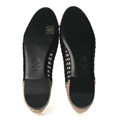 Chanel Raffia Cap Toe Ballerina Flats 38 Black Beige 7 of 12