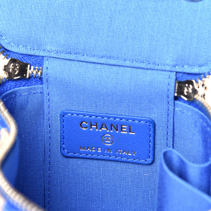 Chanel Raffia Jute Striped Mini Vanity Case With Chain Blue Beige 6 of 9