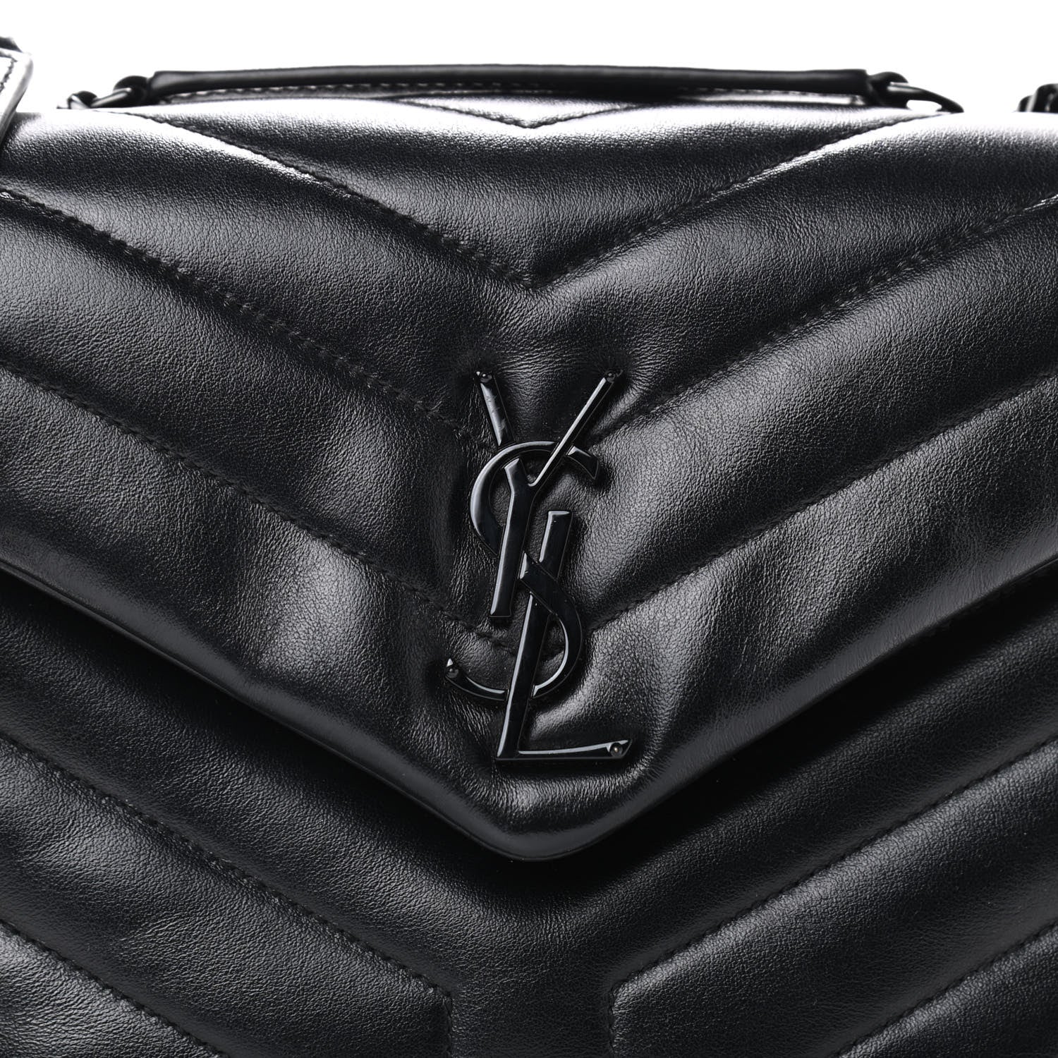 Saint Laurent Calfskin Y Quilted Monogram Small Loulou Chain Satchel Black 9 of 15