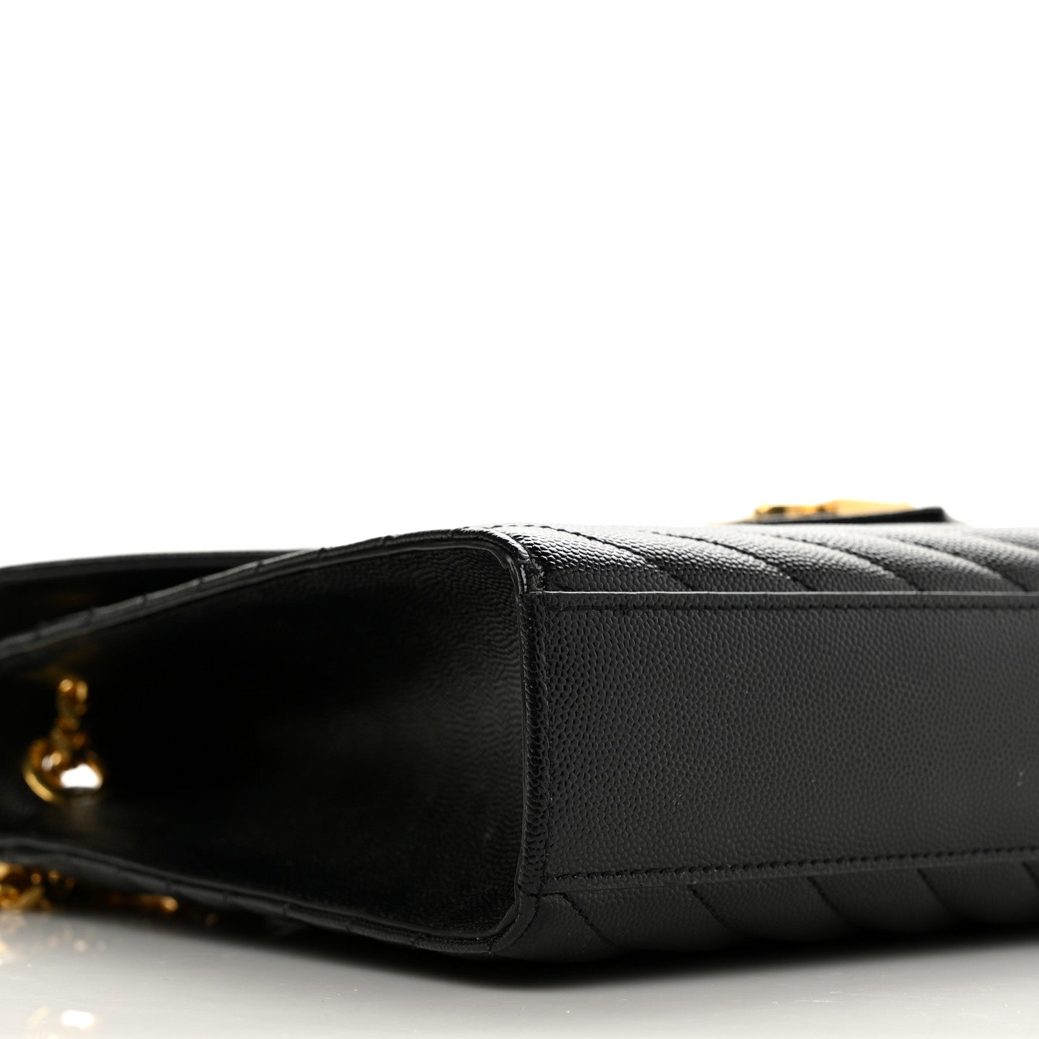 Saint Laurent Grain De Poudre Matelasse Chevron Large Monogram Satchel Black 7 of 8