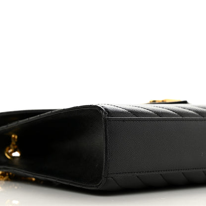 Saint Laurent Grain De Poudre Matelasse Chevron Large Monogram Satchel Black 7 of 8