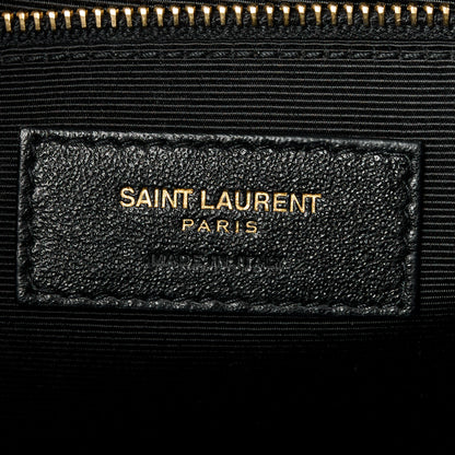 Saint Laurent Grain De Poudre Matelasse Chevron Large Monogram Satchel Black 7 of 11