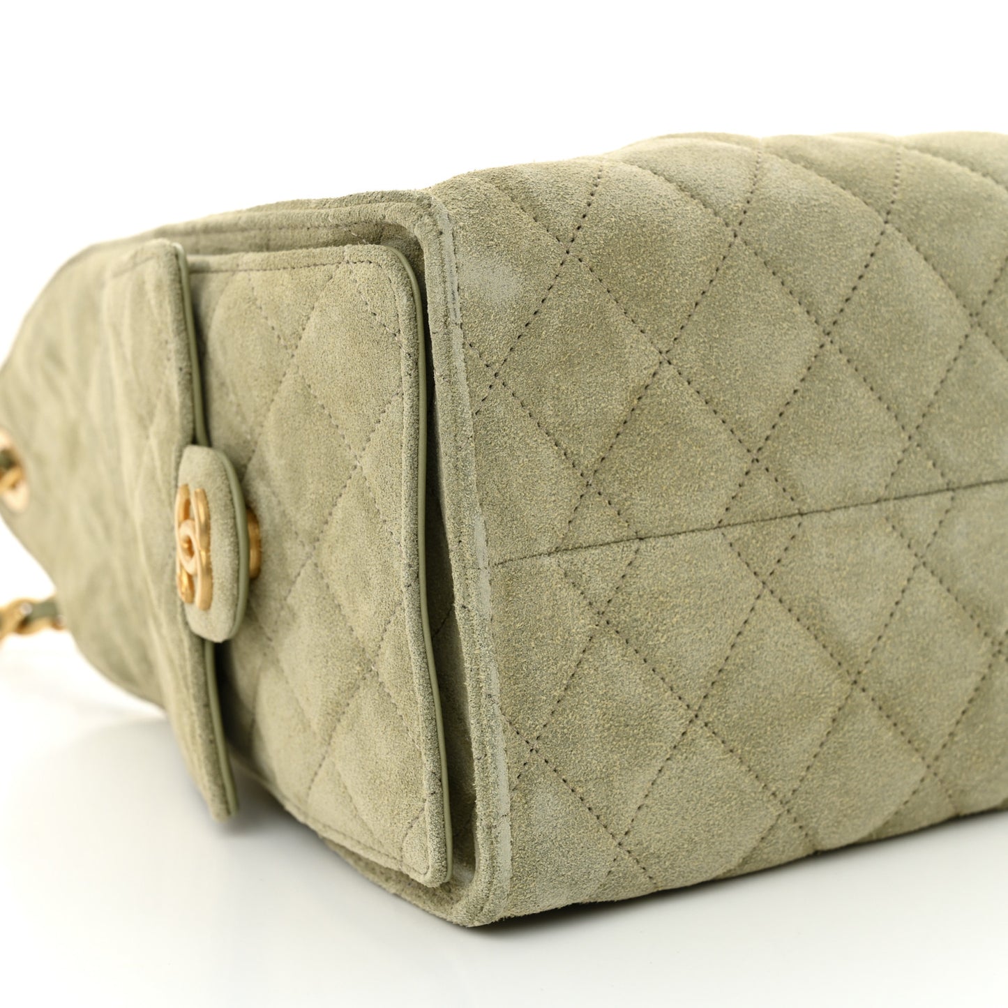 Suede Quilted Small Chanel 25 Handbag Khaki