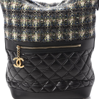 Chanel Tweed Aged Calfskin Quilted Casual Style Hobo Black 10 of 10