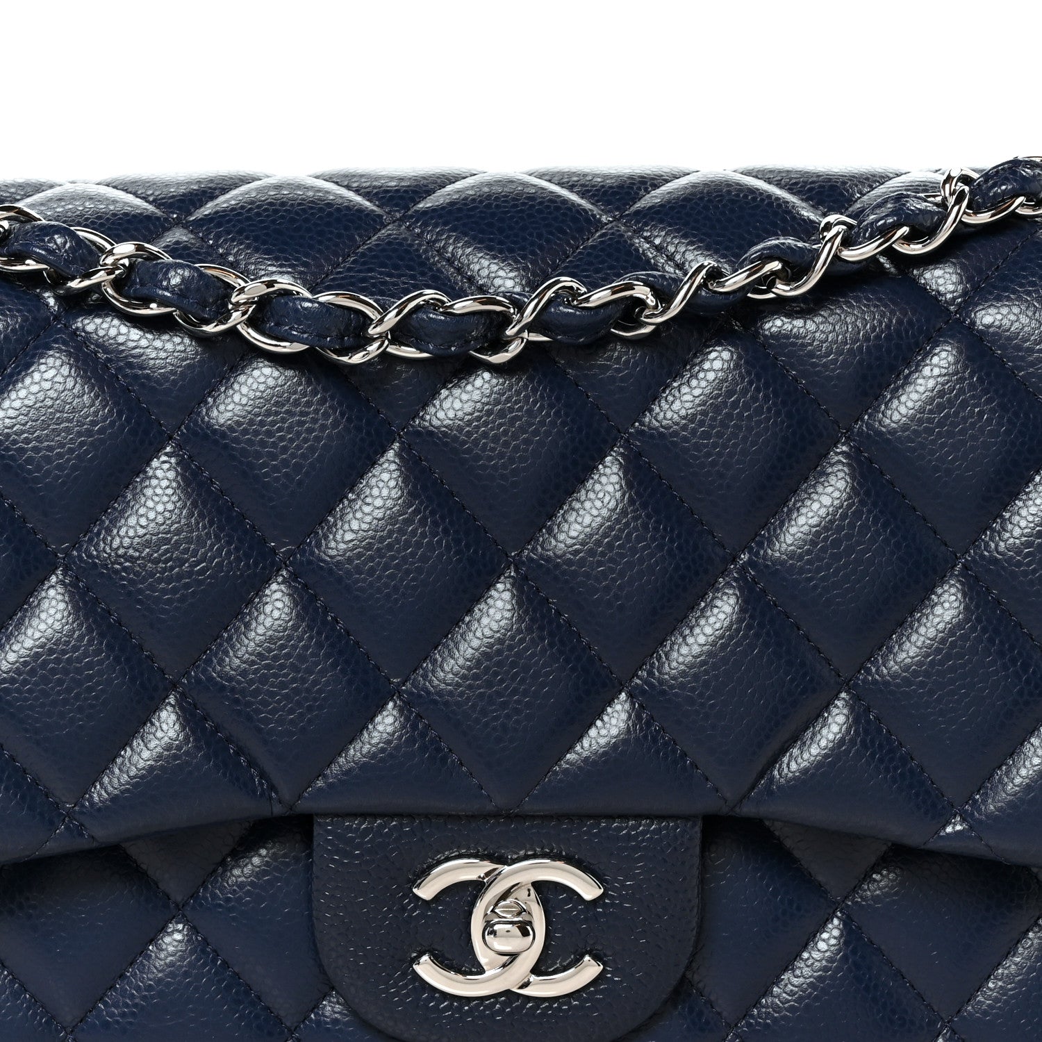 Chanel Caviar Quilted Jumbo Double Flap Navy Blue 8 of 10