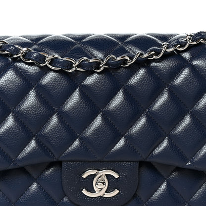 Chanel Caviar Quilted Jumbo Double Flap Navy Blue 8 of 10