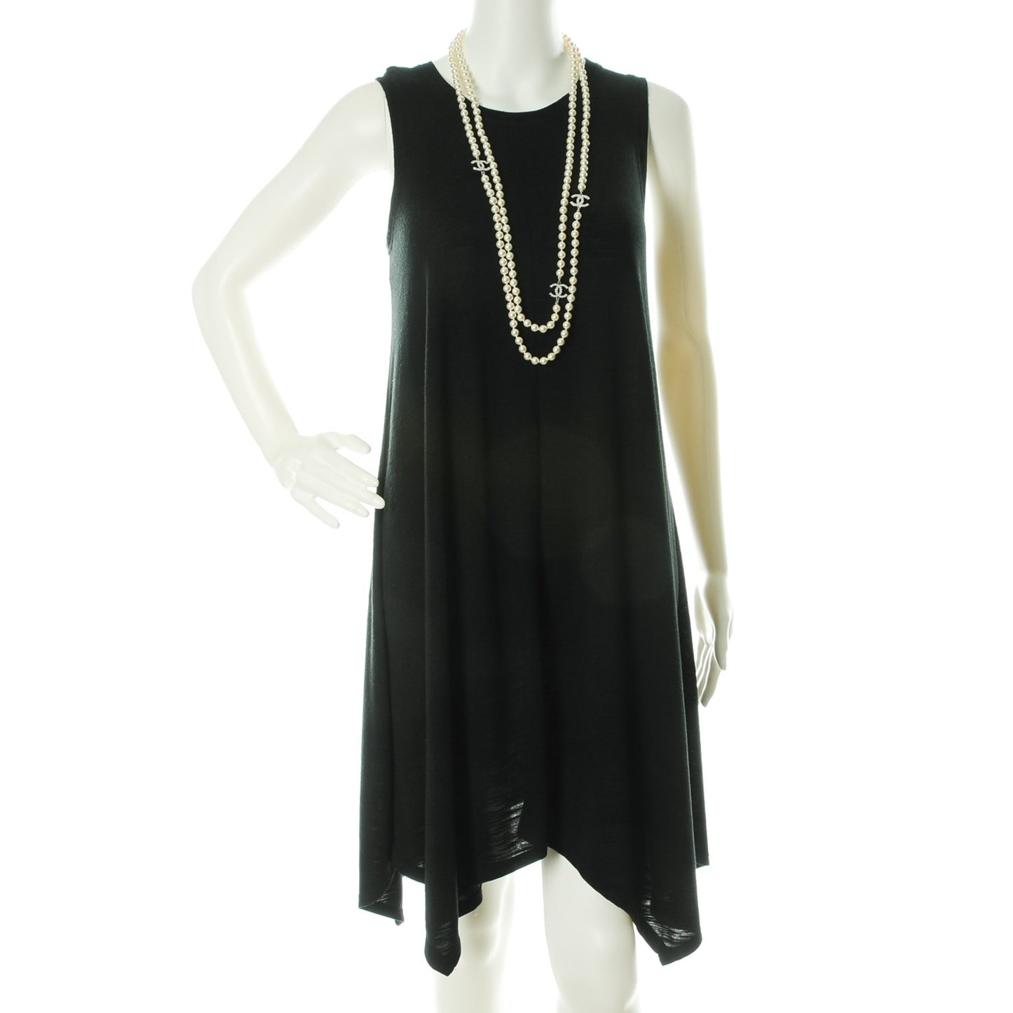 Pearl CC Long Necklace Silver