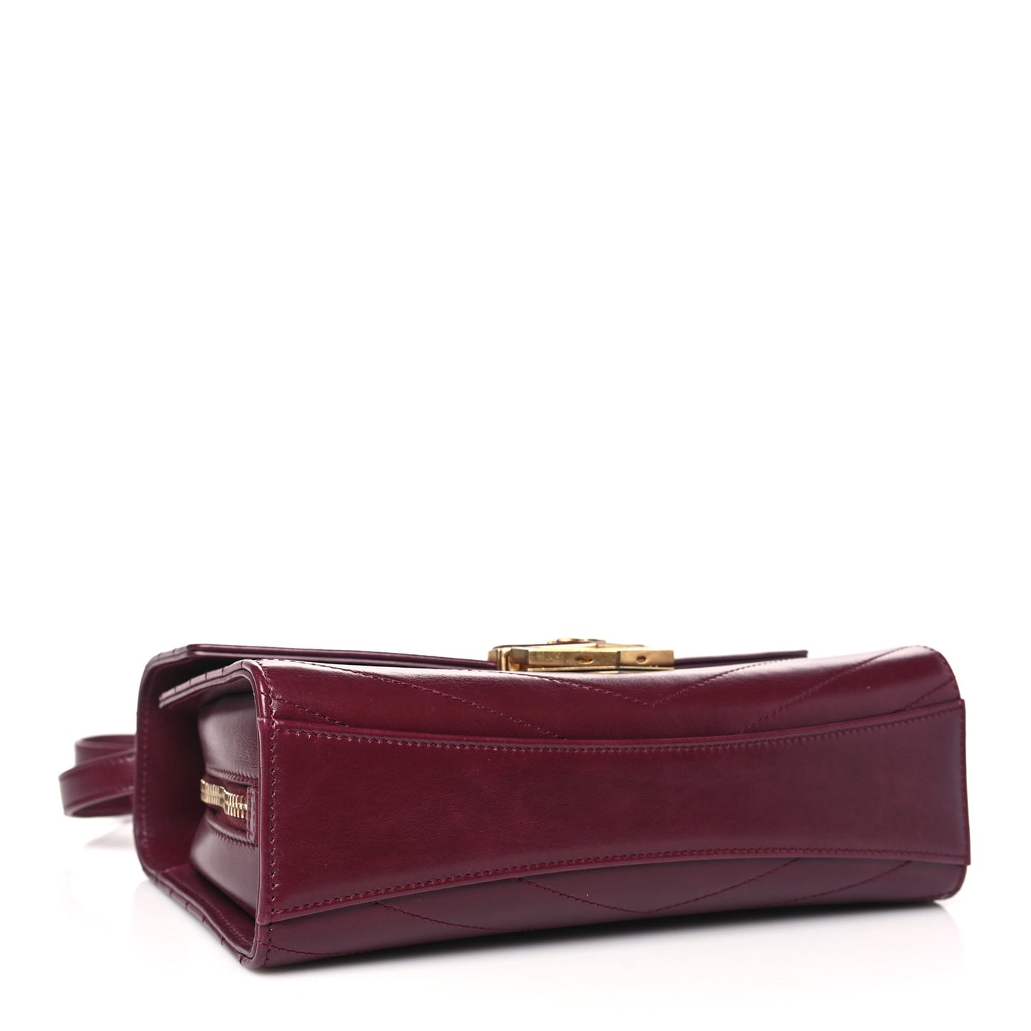 Calfskin Chevron Quilted Medal Flap Burgundy