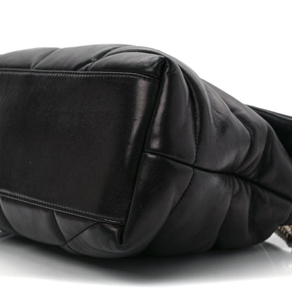 Saint Laurent Lambskin Quilted Medium Loulou Puffer Monogram Chain Satchel Black 8 of 12