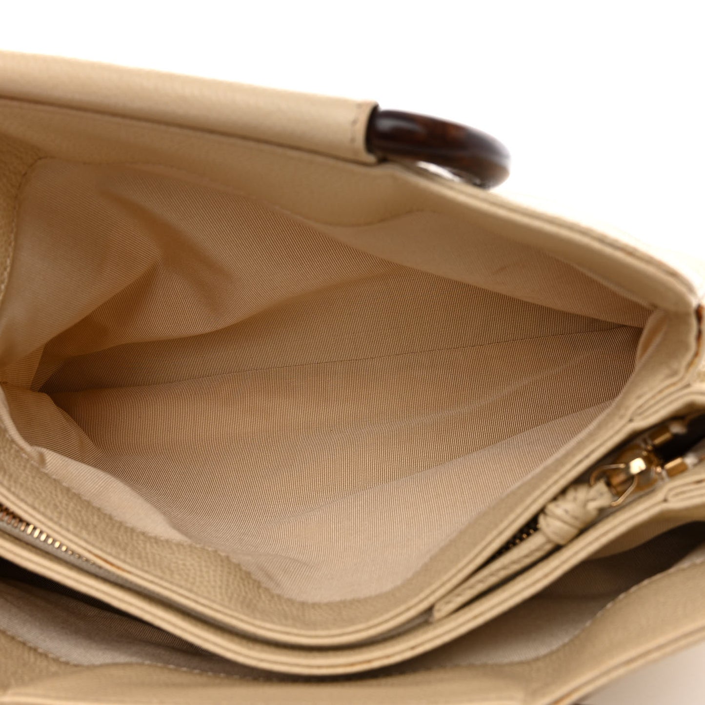 Caviar Wood Handle Handbag Beige