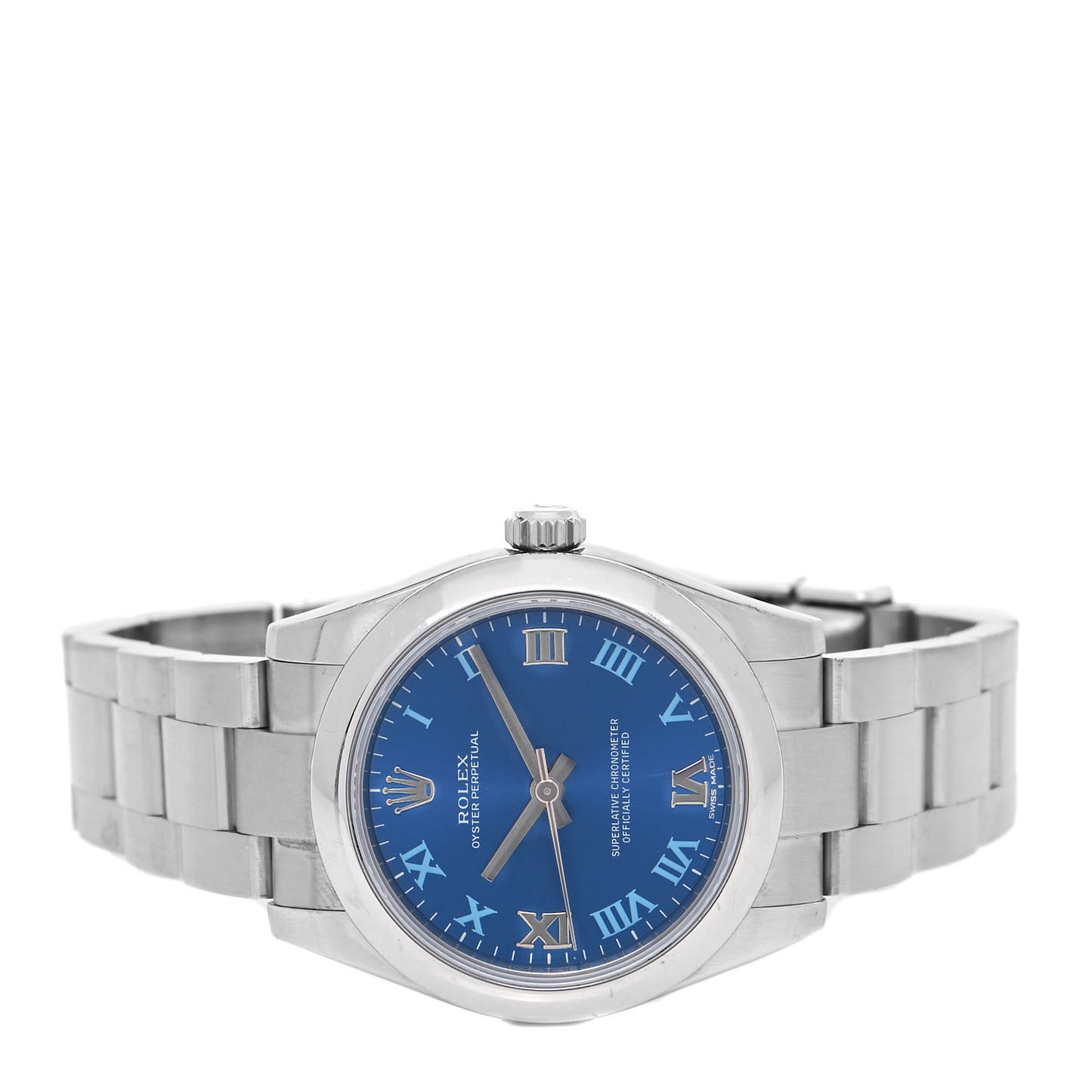 Stainless Steel 31mm Oyster Perpetual Watch Azzurro Blue Roman 177200