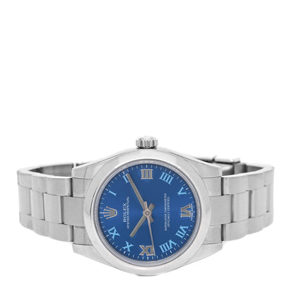 Rolex Stainless Steel 31mm Oyster Perpetual Watch Azzurro Blue Roman 177200 2 of 4