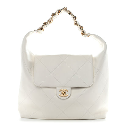 Chanel Calfskin Quilted Small Maxi Chain Hobo White 1 of 10