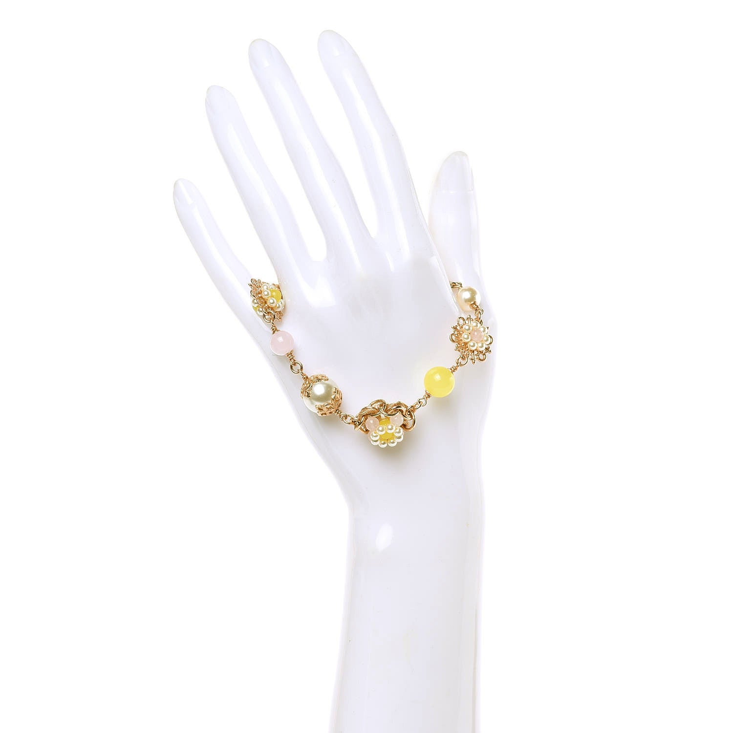 Chanel Pearl Beaded CC Bracelet Rose Gold Pink 2 of 4