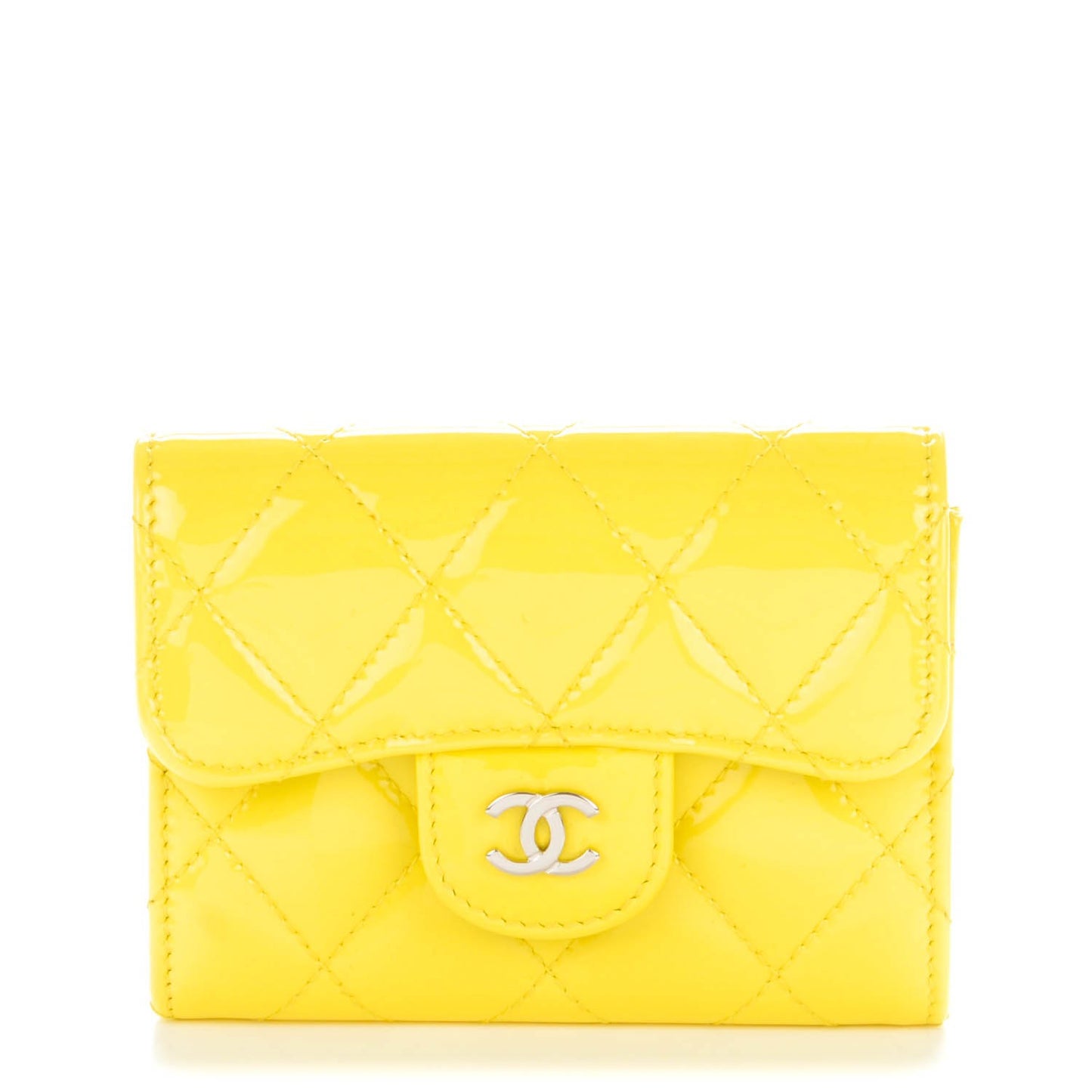 Patent Quilted Coin Purse Yellow