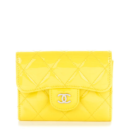 Chanel Patent Quilted Coin Purse Yellow 1 of 8
