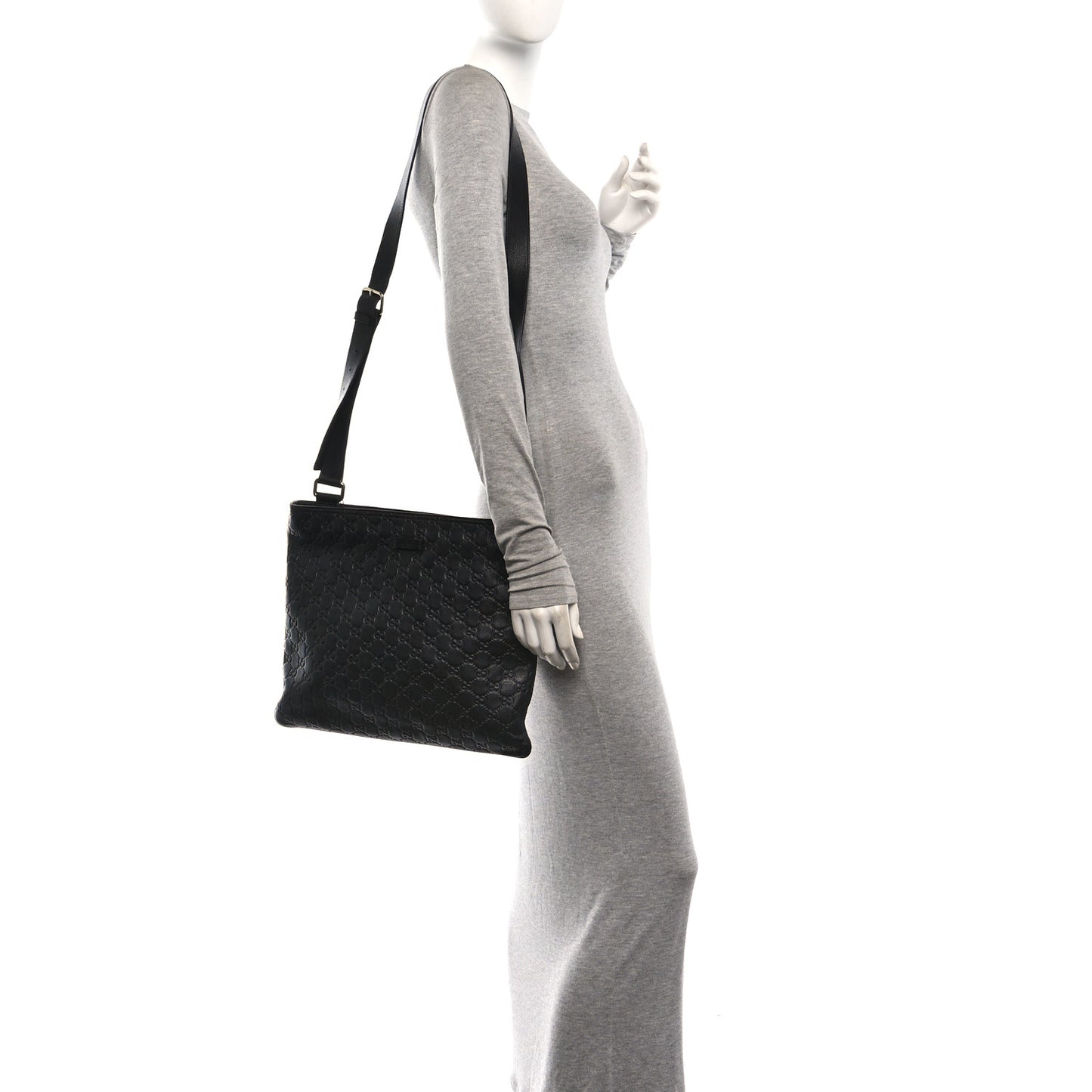 Guccissima Medium Flat Messenger Bag Black