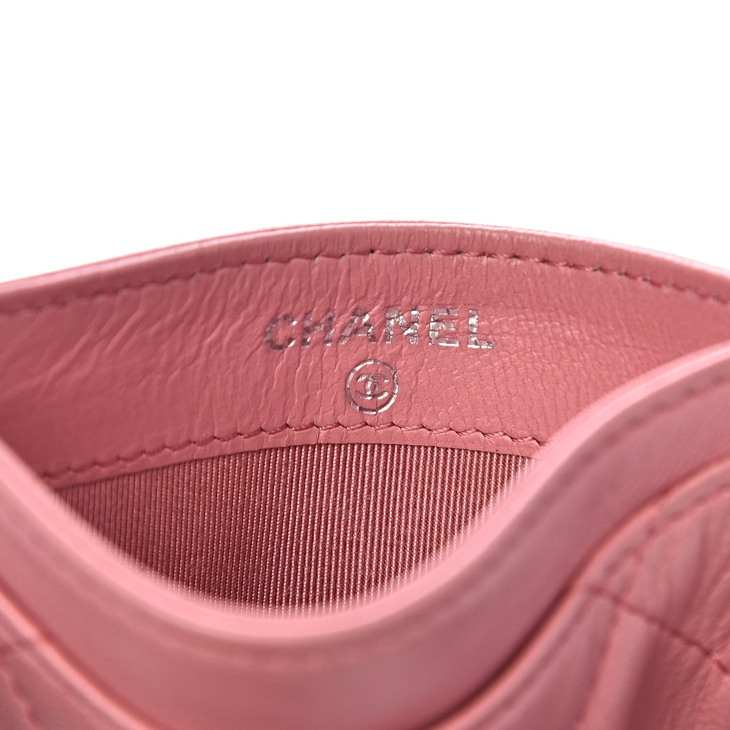 Lambskin Quilted Card Holder Pink