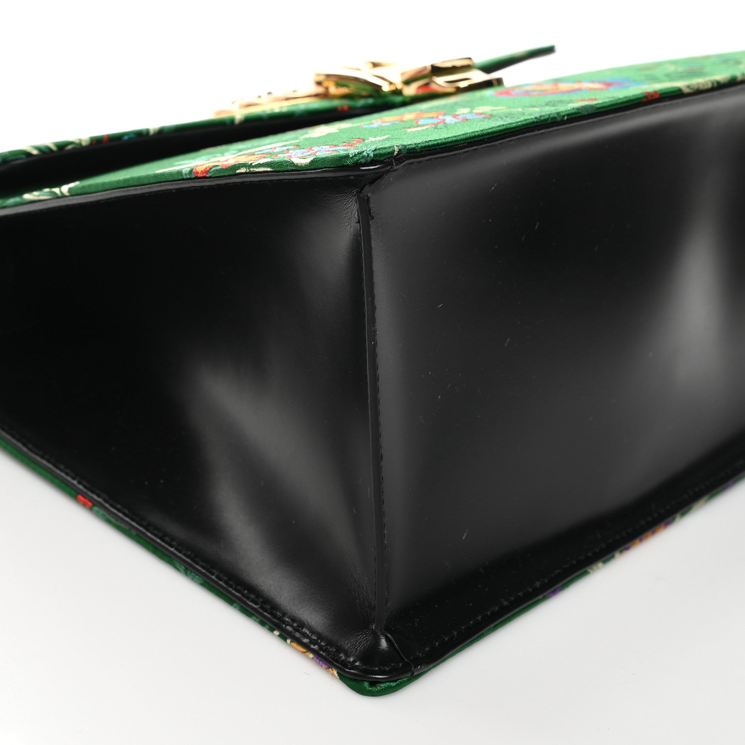 Gucci Jacquard Floral Medium Sylvie Top Handle Bag Green Multicolor Black 8 of 10
