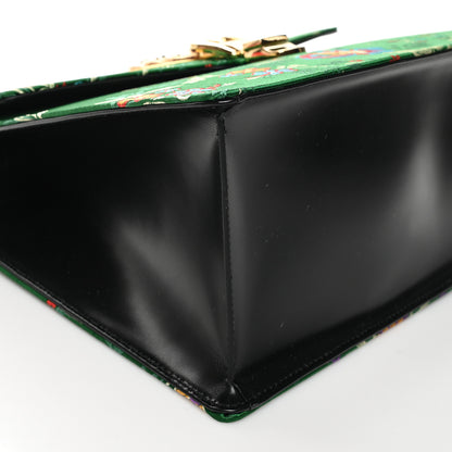 Gucci Jacquard Floral Medium Sylvie Top Handle Bag Green Multicolor Black 8 of 10