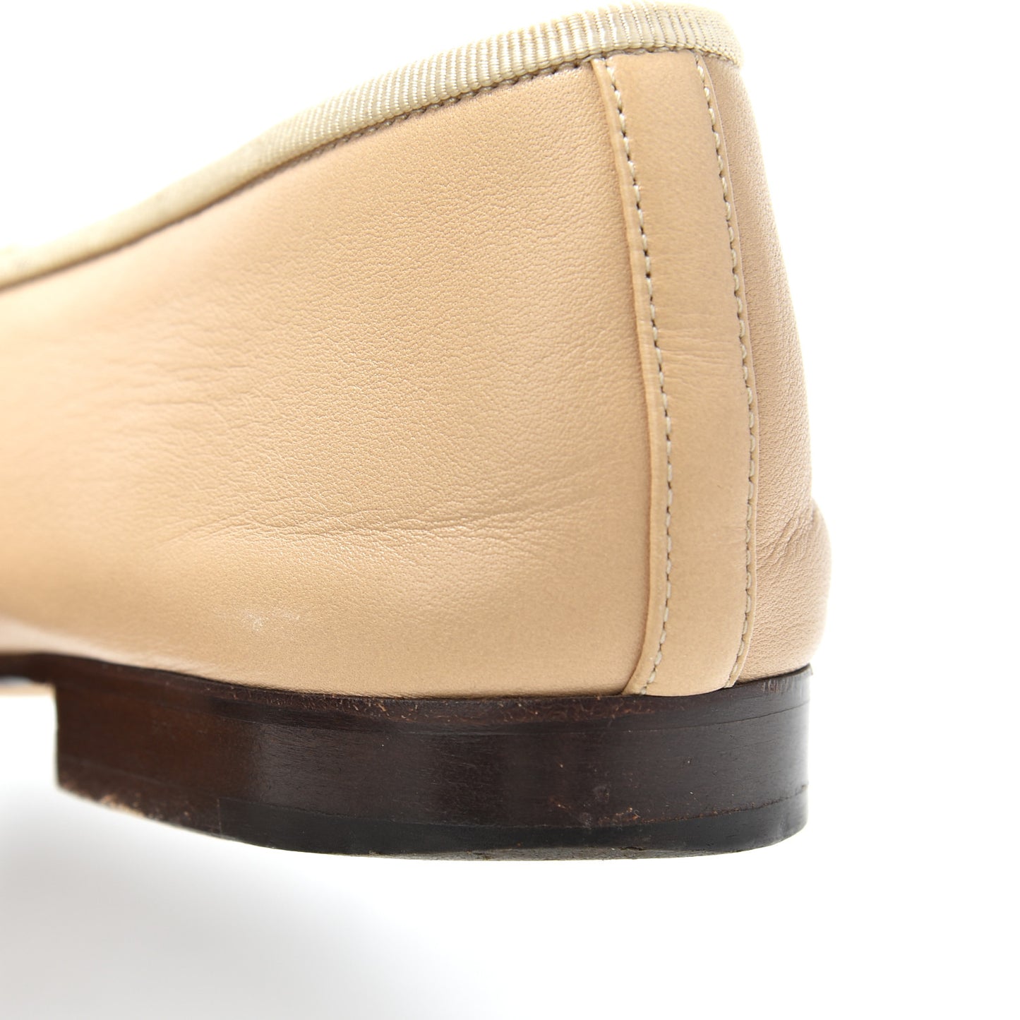 Lambskin Cap Toe CC Ballerina Flats 36.5 Beige Black