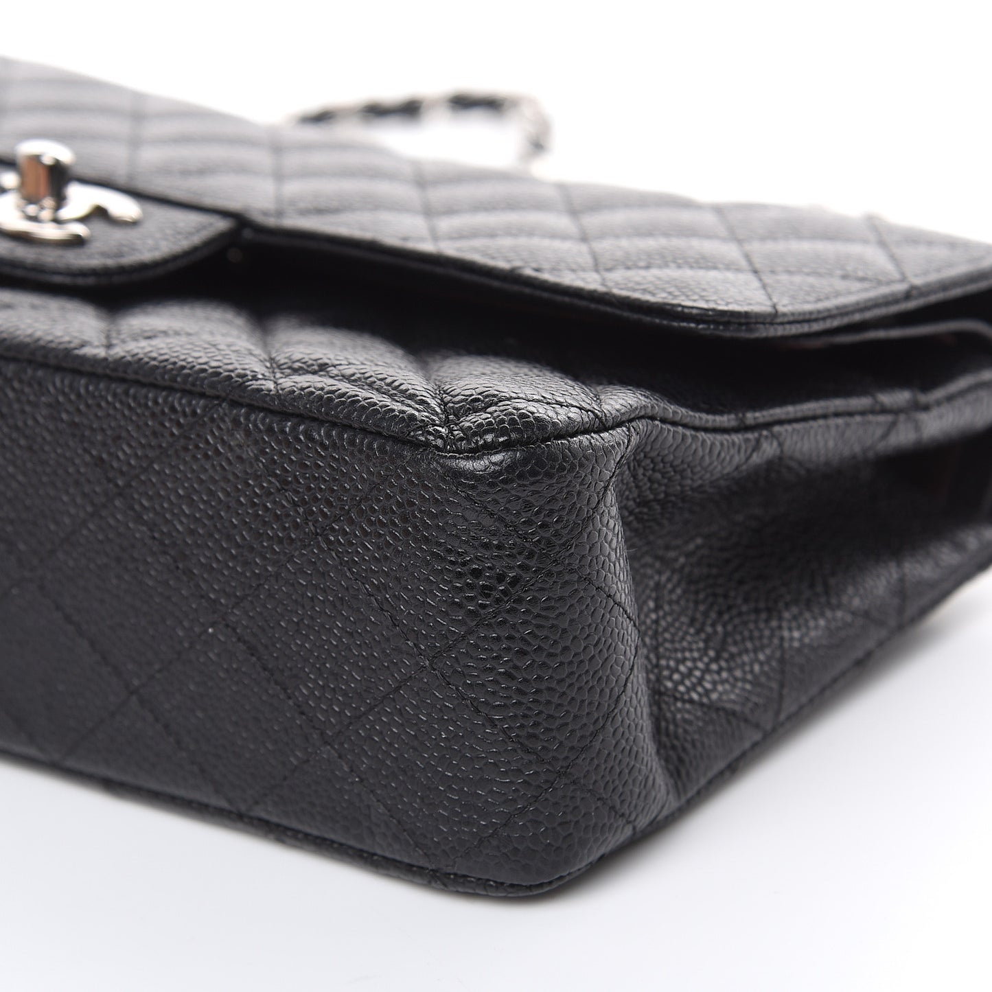 Caviar Quilted Medium Double Flap Black