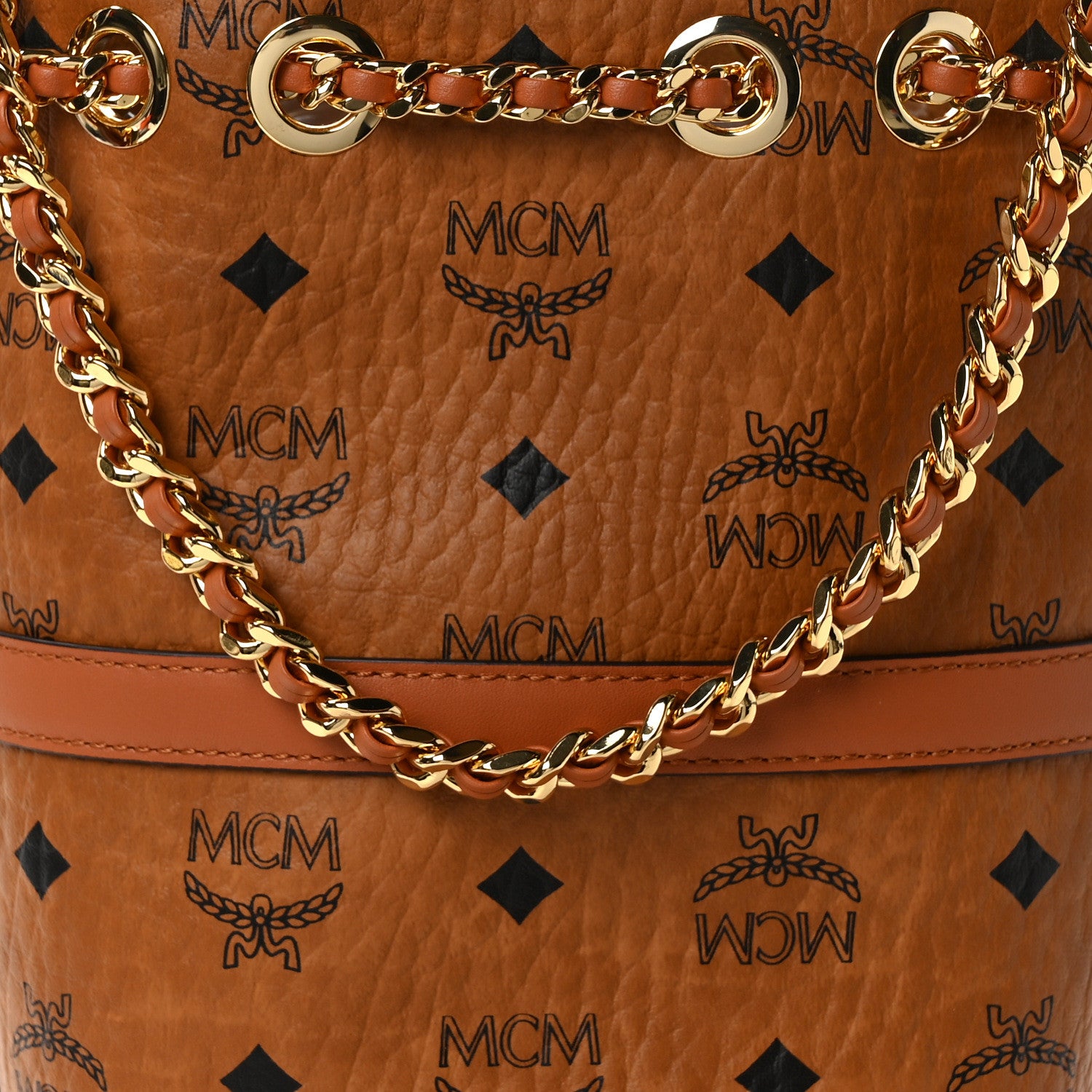 MCM Visetos Aren Mini Chain Backpack Cognac 7 of 9