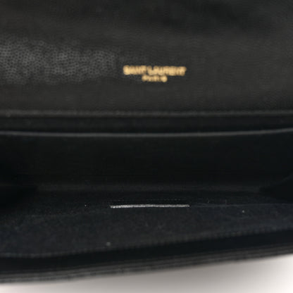 Saint Laurent Grain De Poudre Matelasse Chevron Monogram Envelope Clutch Black 5 of 8