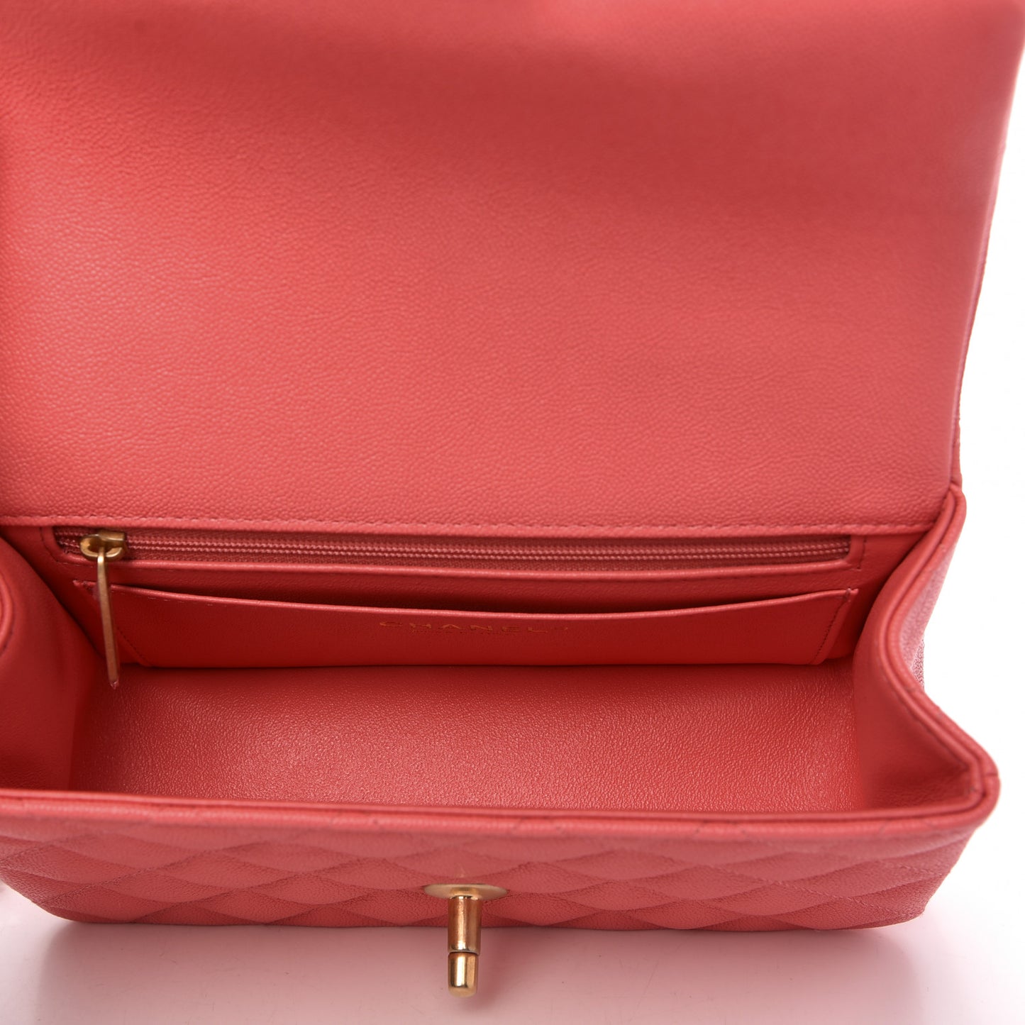 Caviar Quilted Mini Top Handle Rectangular Flap Pink