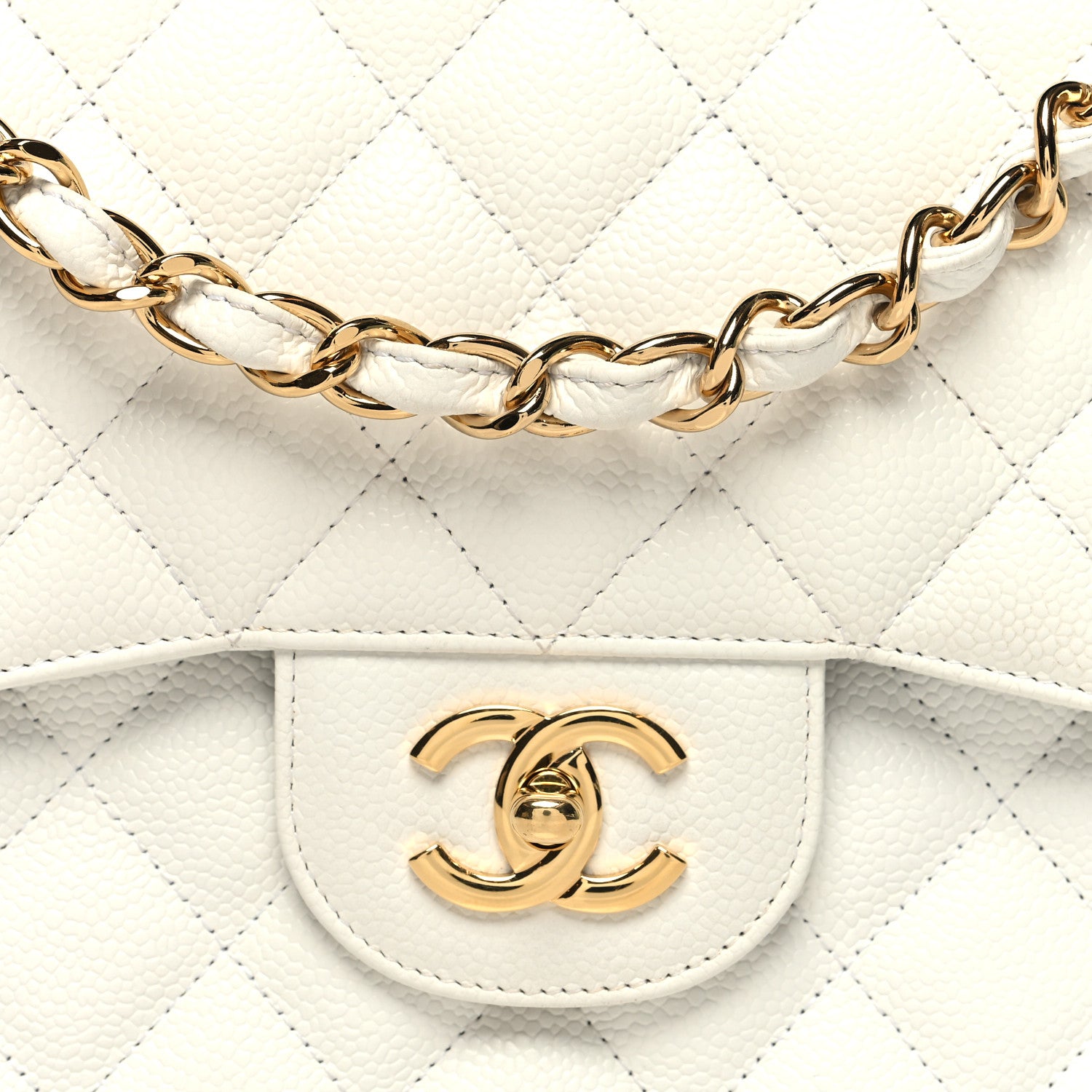 Chanel Caviar Quilted Jumbo Double Flap White 8 of 10