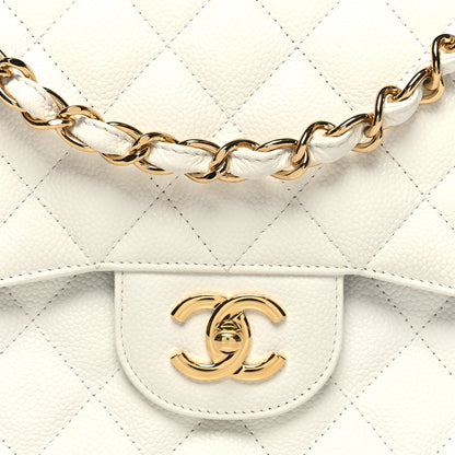 Chanel Caviar Quilted Jumbo Double Flap White 8 of 10