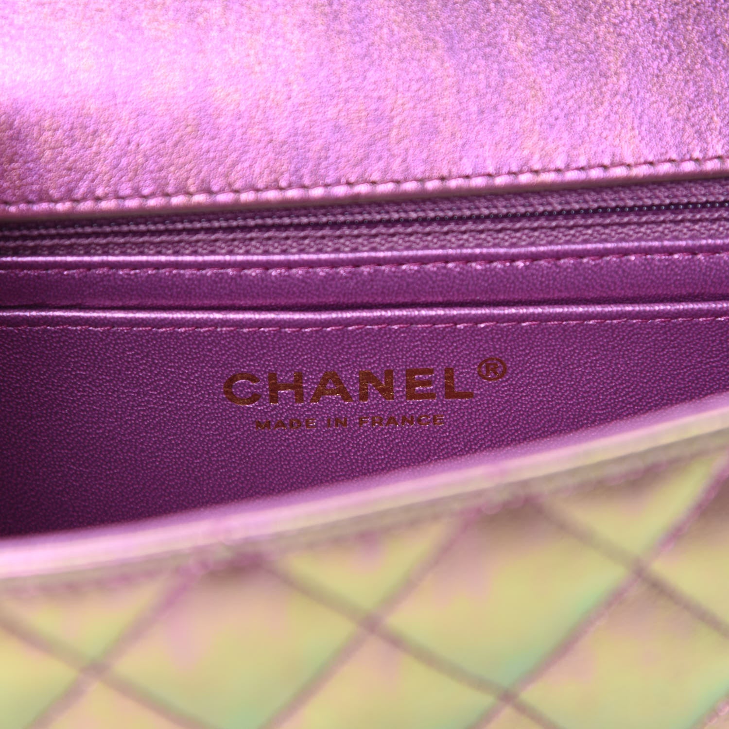 Chanel Iridescent Lambskin Quilted Mini Rectangular Flap Purple 8 of 11