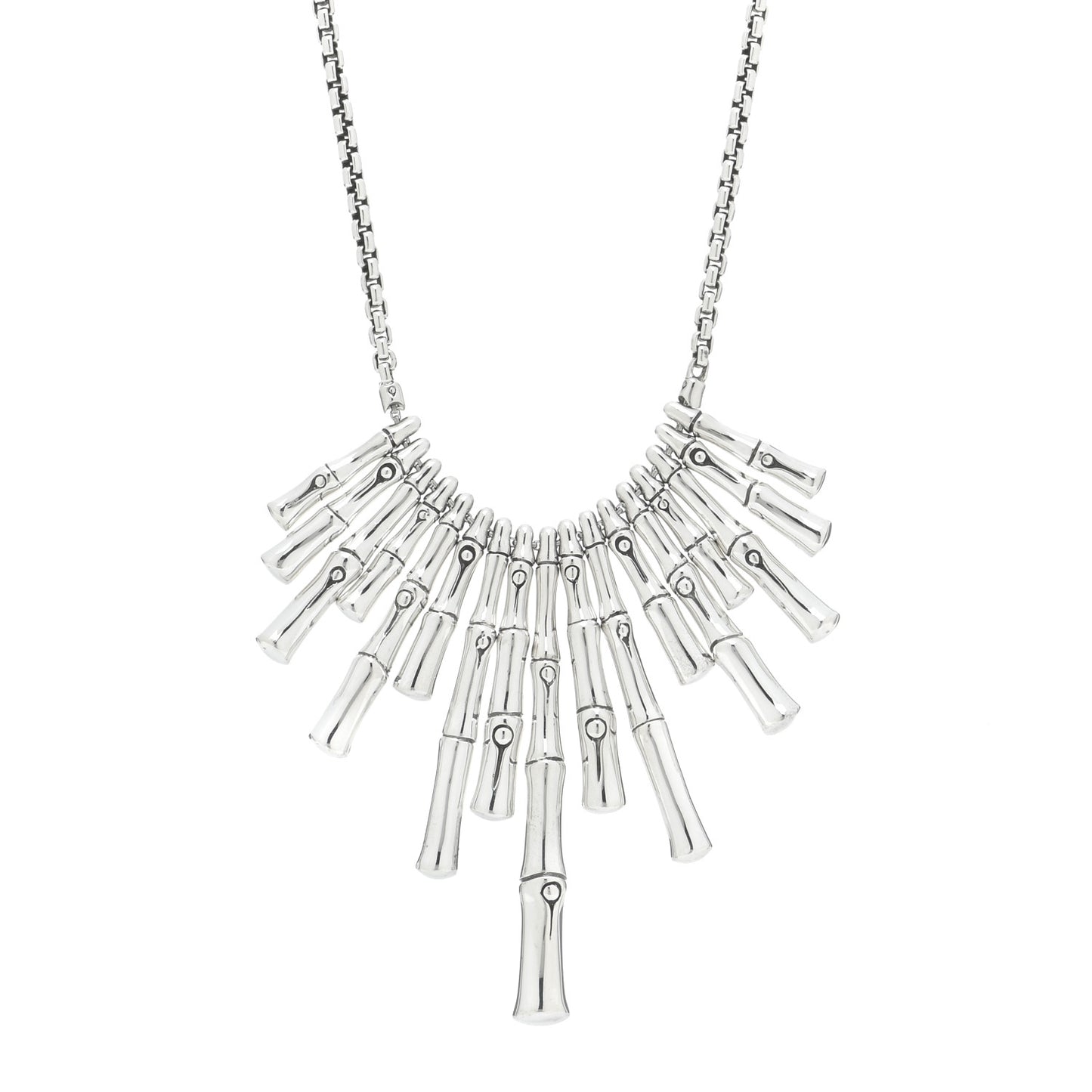 Sterling Silver Bamboo Dangling Bib Necklace