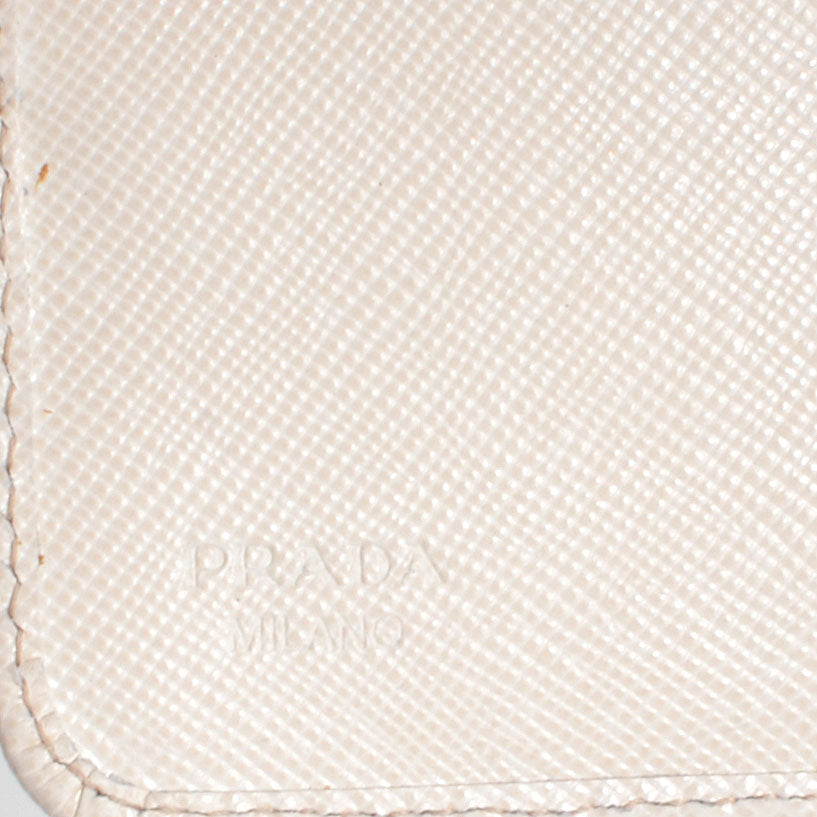 Saffiano Metal Zip Wallet Bianco