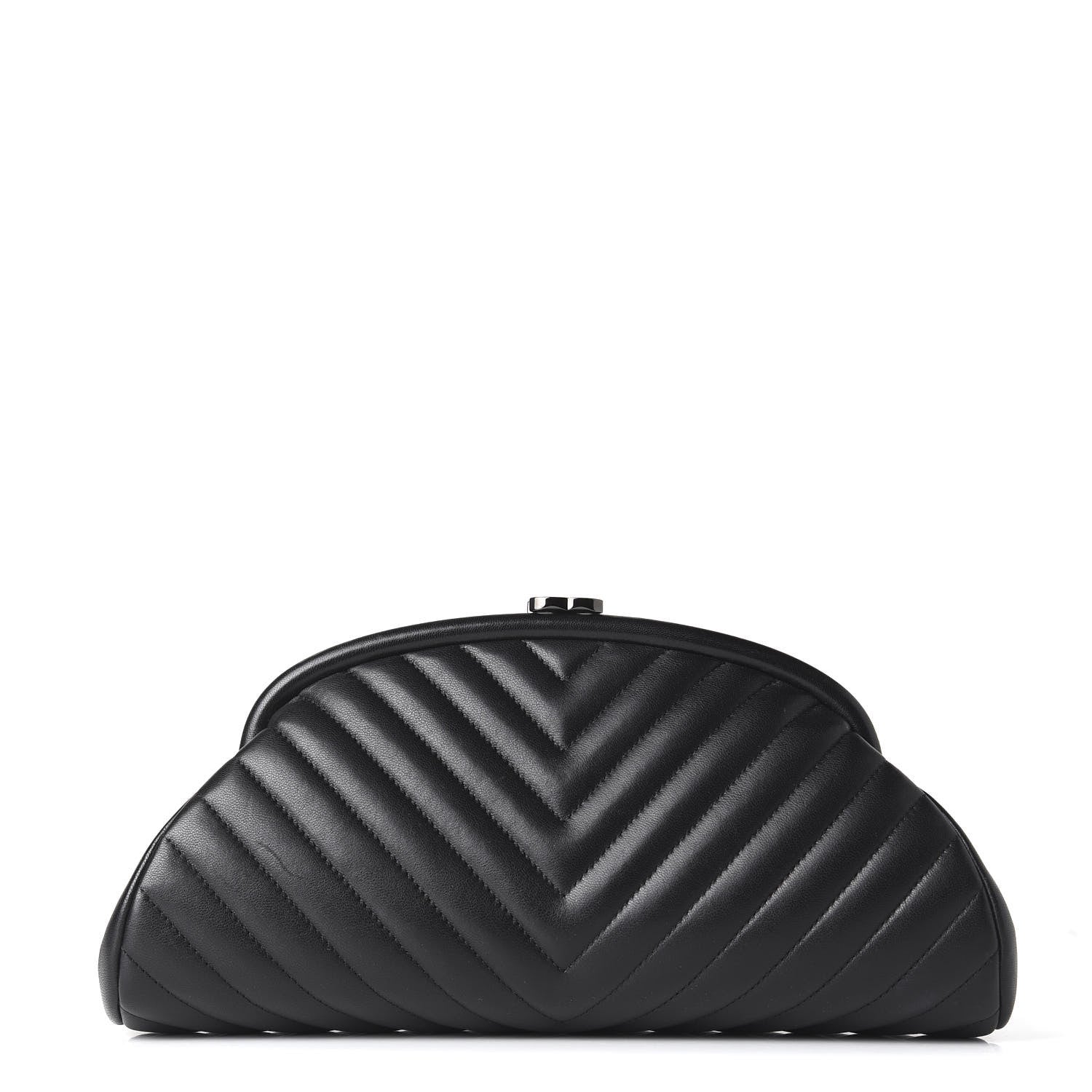 Chanel Lambskin Chevron Quilted Timeless Clutch Black 1 of 9
