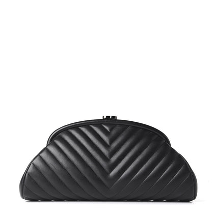 Chanel Lambskin Chevron Quilted Timeless Clutch Black 1 of 9