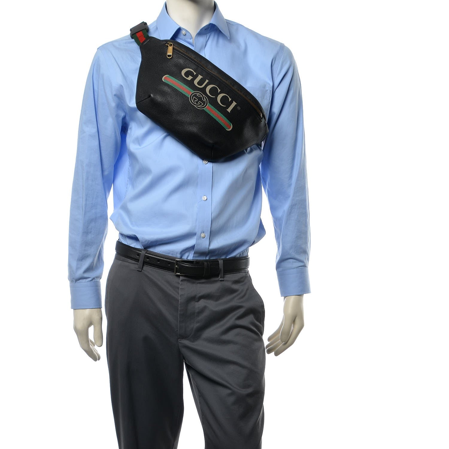 Gucci Grained Calfskin Logo Belt Bag Black 3 of 9
