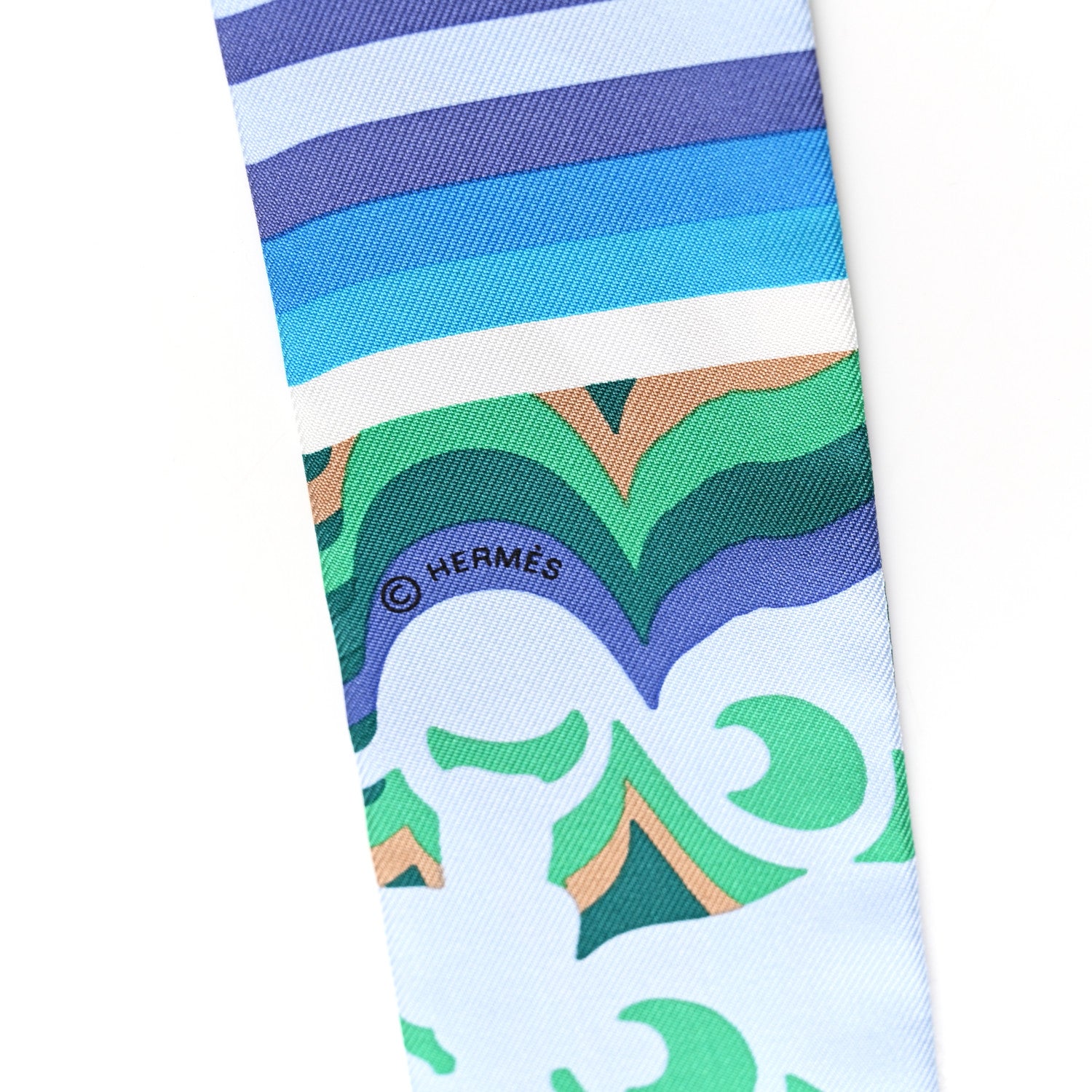 HERMES Gala スカーフ 青・緑・白・紫 Hermes Silk Brides De Gala Shadow Twilly Ciel Vert Turquoise