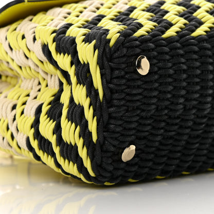Salvatore Ferragamo Woven Calfskin Trifolio Top Handle Bag Yellow Black 9 of 15