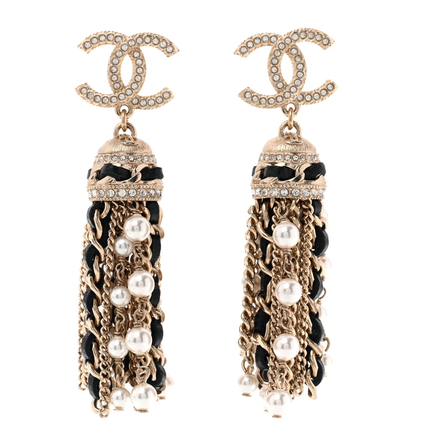 CC Chain Tassel Drop Earrings Light Gold