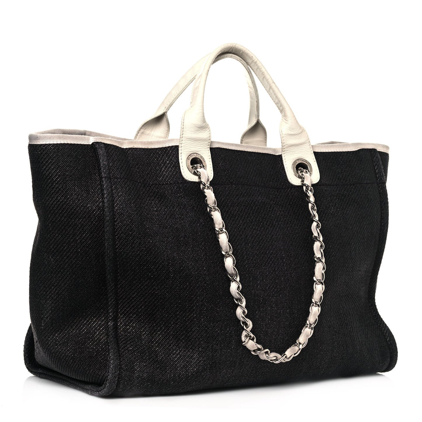 Canvas Large Deauville Tote Black White
