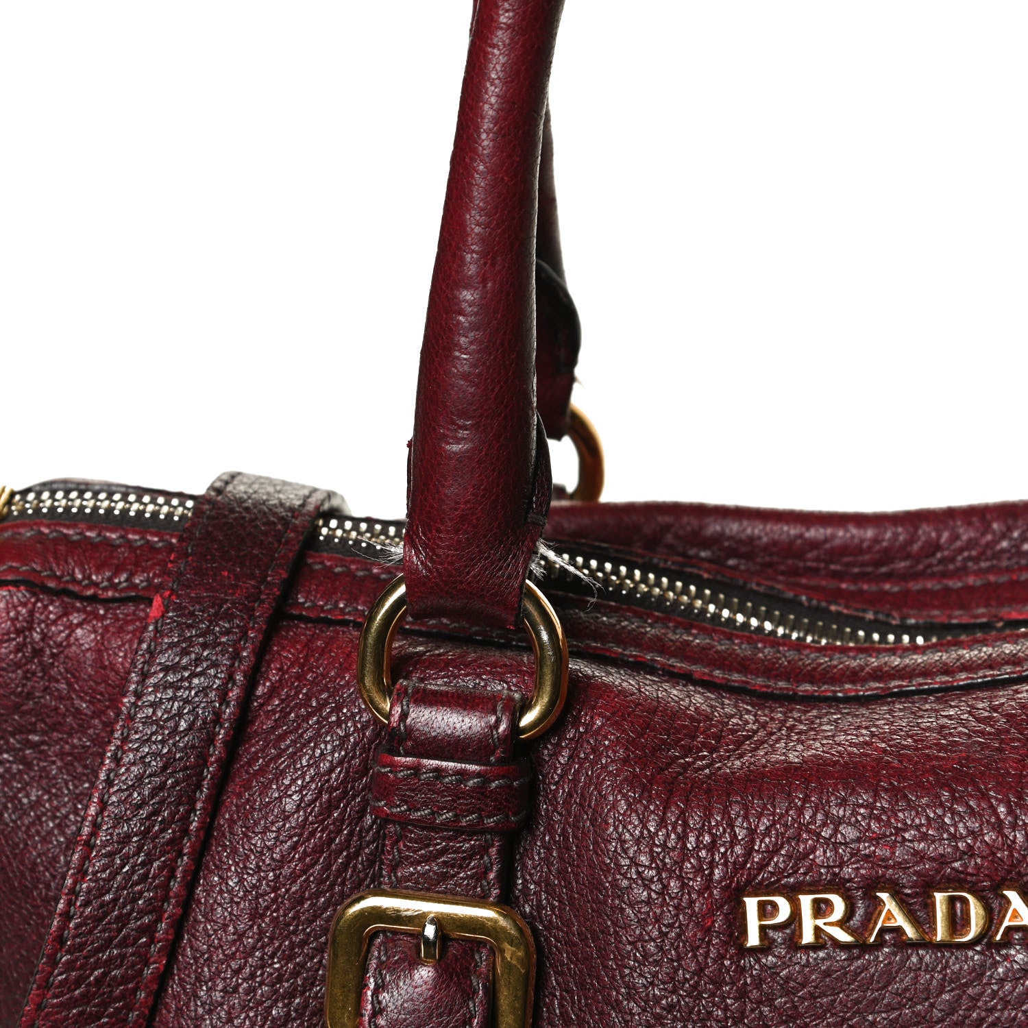 Prada Vitello Daino Shoulder Bag Burgundy 13 of 14