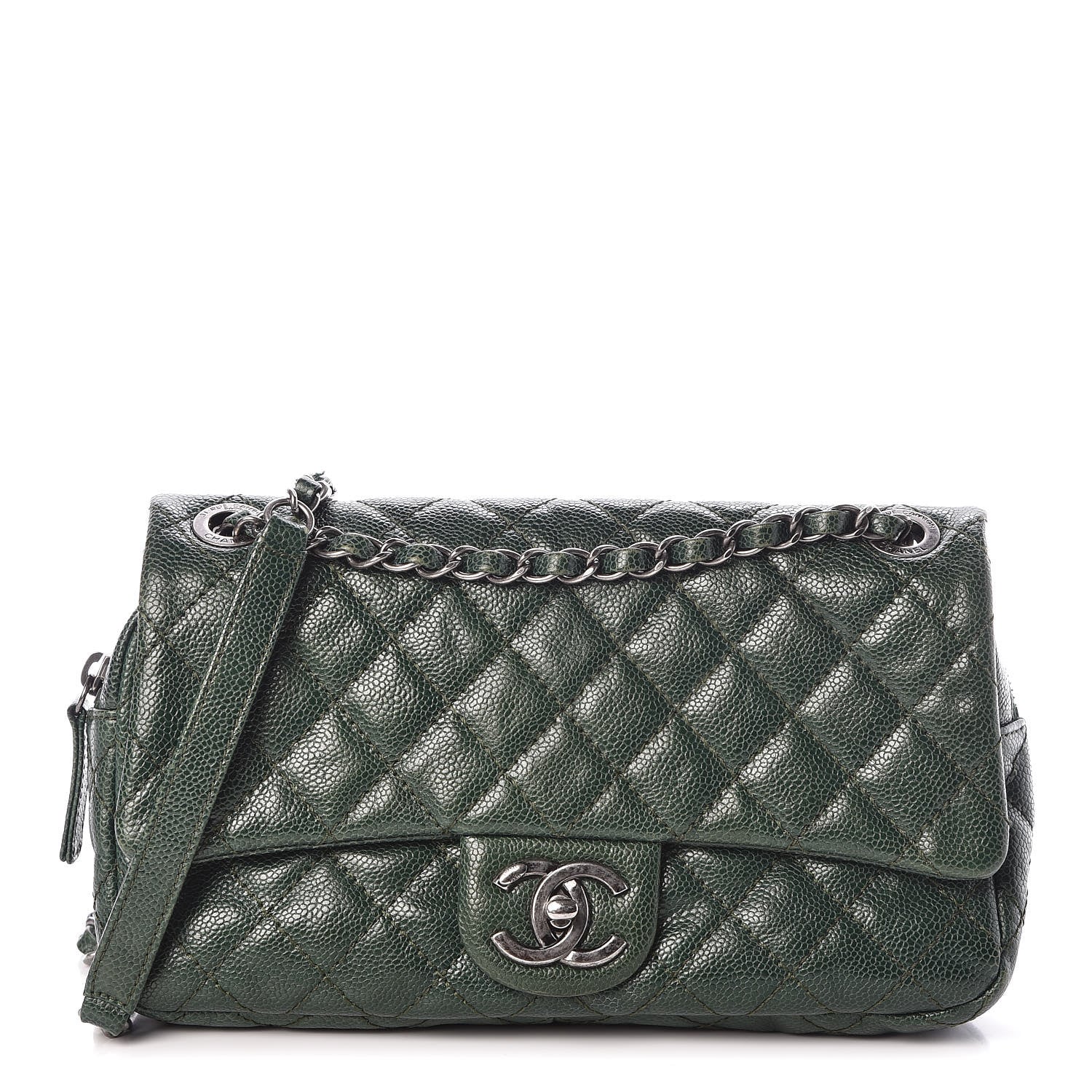 Chanel Iridescent Caviar Quilted Medium Chic Flap Green 1 of 15