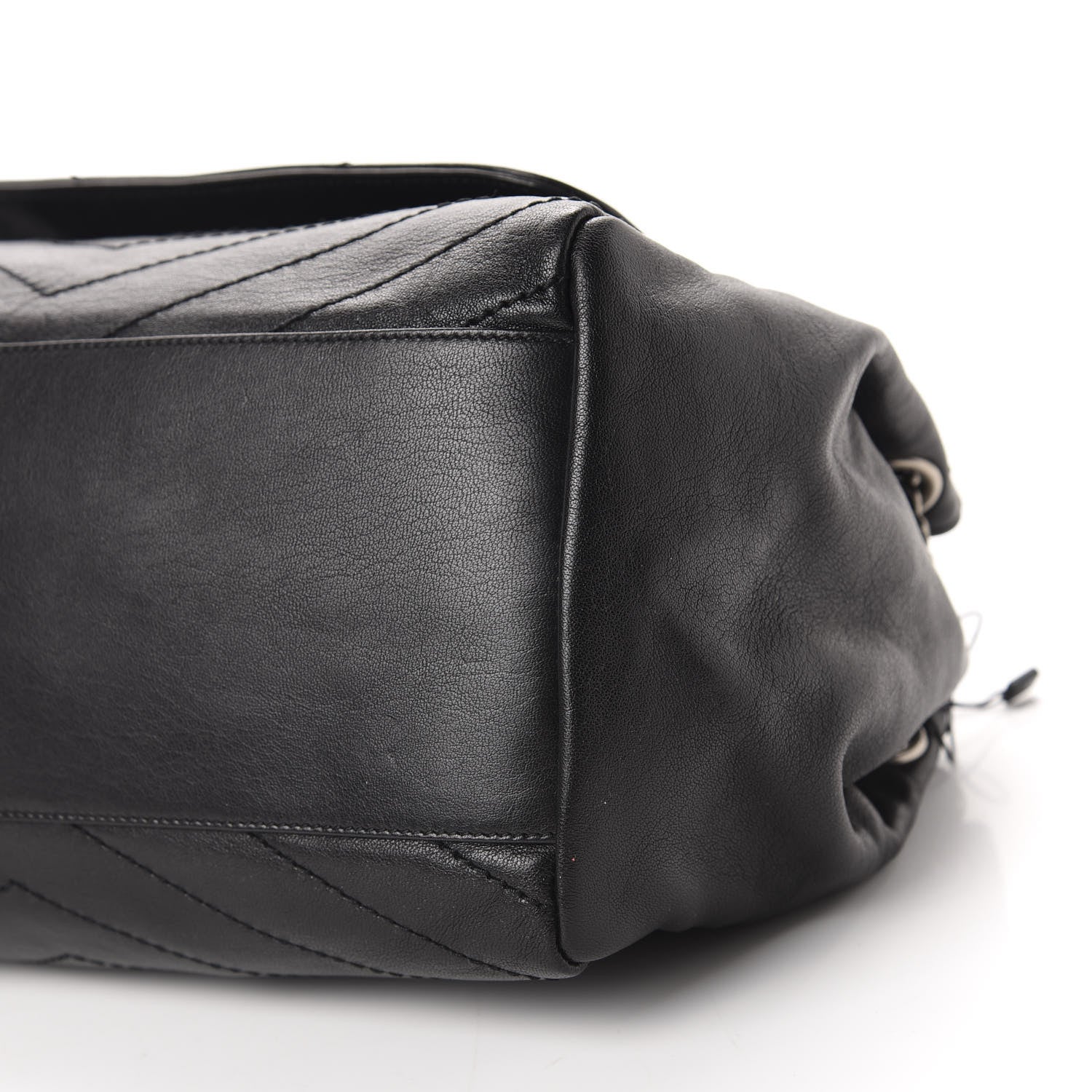 Saint Laurent Pebbled Lambskin Chevron Monogram Large Nolita Black 7 of 10